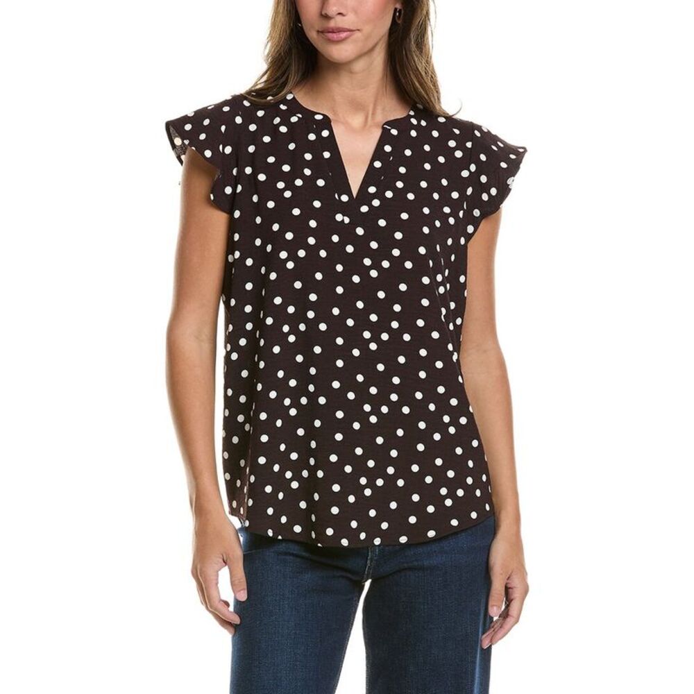 Adrianna Papell Womens Printed Texture Airflow Woven Blouse, Brown